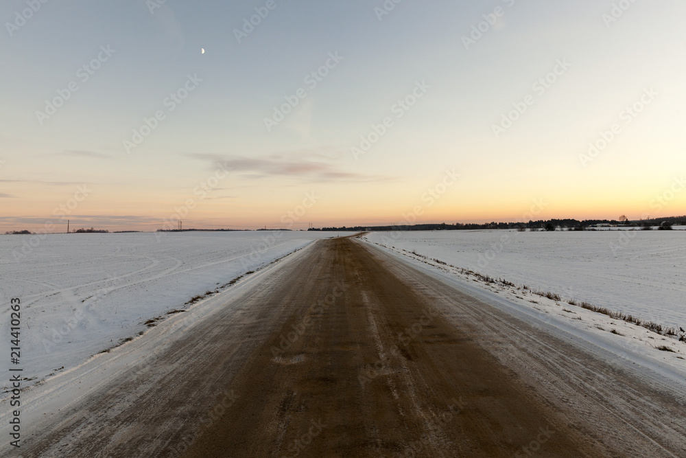 Ruts on a snow-covered road
