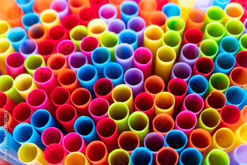 Drinking straws colorful coming together.