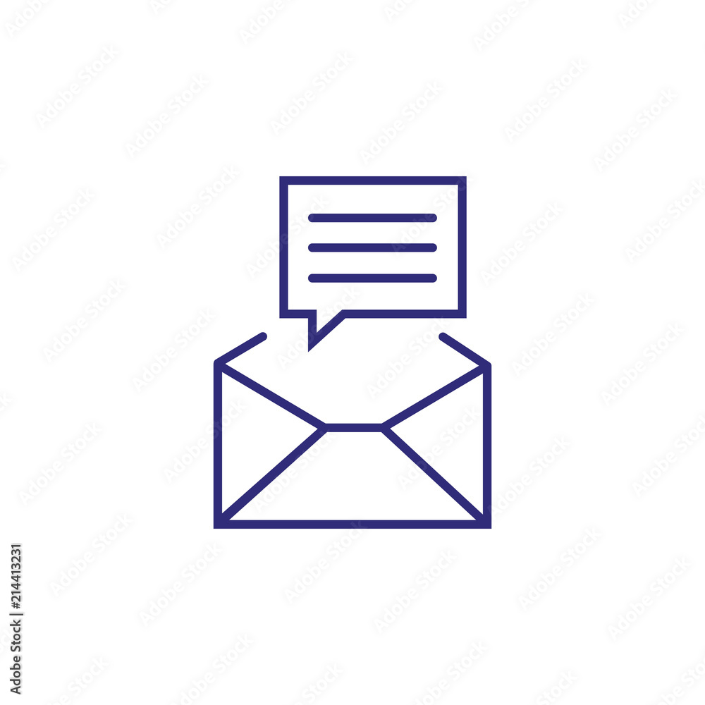 Message line icon. Newsletter, envelope, letter. Communication concept. Can be used for topics like messenger, app design, email service Message line icon. Newsletter, envelope, letter. Communication concept. Can be used for topics like messenger, app design, email service