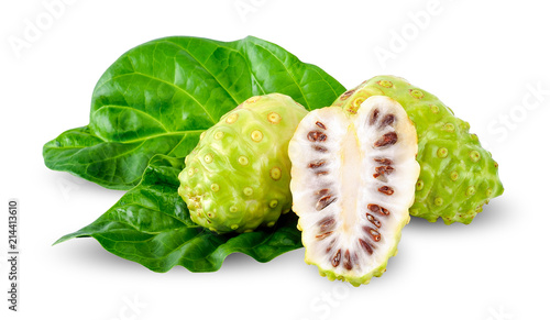 noni fruit isolated on white clipping path