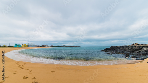 Sandy beach with ocean and clouds in Shanshui, Penghu, Taiwan