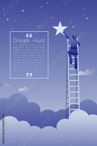 Business concept vector illustration of reach out for the stars