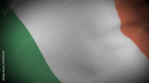 Flag of Ireland - Photo realistic close up of waving flag. Extreme depth of field. 3d Render.