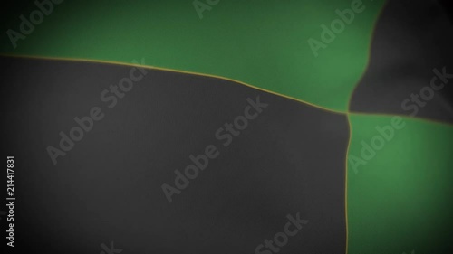 Flag of Jamaica - Photo realistic close up of waving flag. Extreme depth of field. 3d Render.
