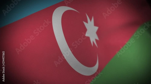 Flag of Azerbaijan - Photo realistic close up of waving flag. Extreme depth of field. 3d Render.