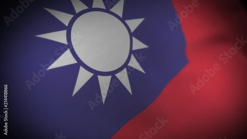 Flag of Taiwan - Photo realistic close up of waving flag. Extreme depth of field. 3d Render.
