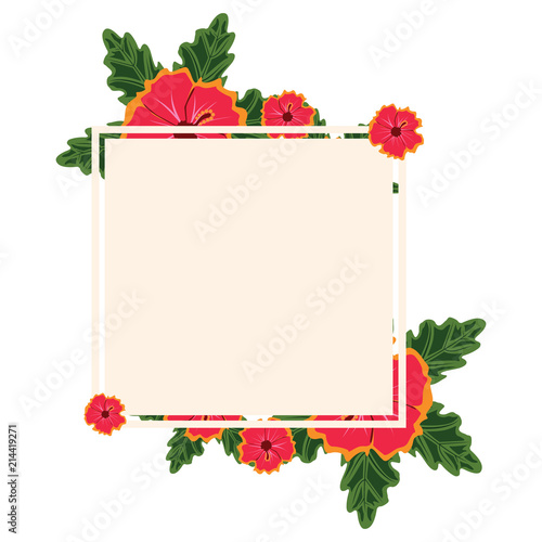 Beautiful Flower Floral Wreath Frame Flat Illustration