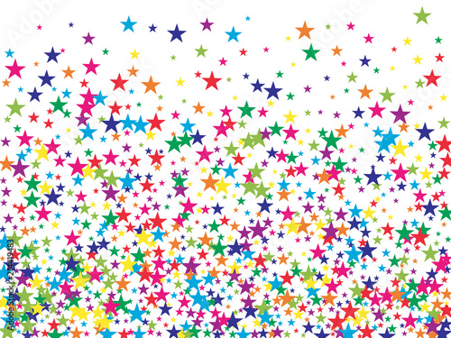 Rainbow Stars Confetti Vector Magic Cosmic Garland. Magic Christmas Lights, Gamour Sparkles, Glitter for Birthday Party Celebration. New Year Holiday Falling Down Stars Confetti, Festival Fireworks.