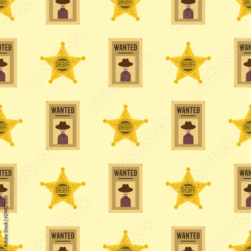 Shefiff badge star american western authority seamless pattern background vector illustration.
