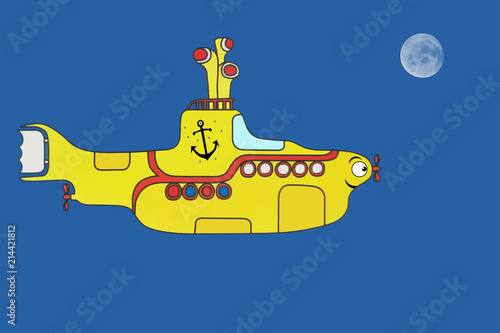 Konstfotografi Gelbes U-Boot Cartoon - Yellow Submarine