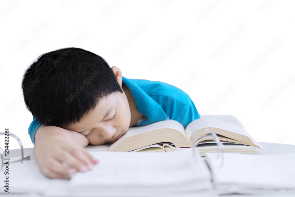 Preteen student fell asleep on studio Preteen student fell asleep on studio