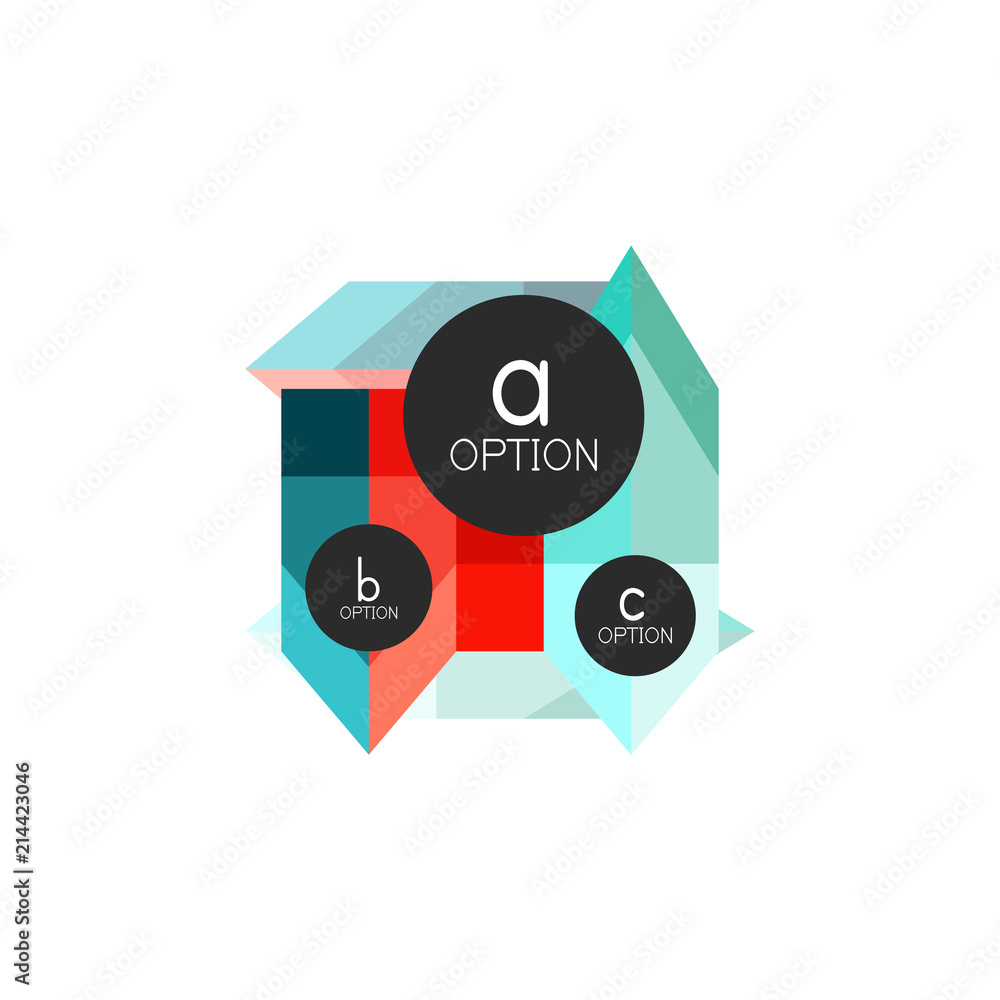 Abstract colorful geometric option infographics design template with sample abc options. Abstract background for business presentation or information banner Abstract colorful geometric option infographics design template with sample abc options. Abstract background for business presentation or information banner