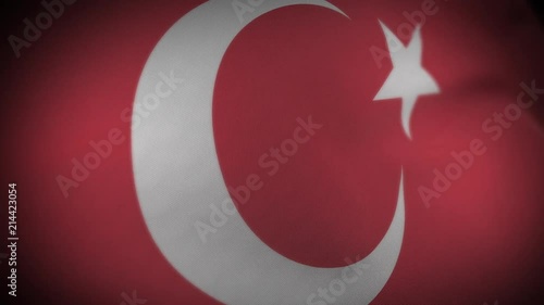 Flag of Turkey - Photo realistic close up of waving flag. Extreme depth of field. 3d Render.