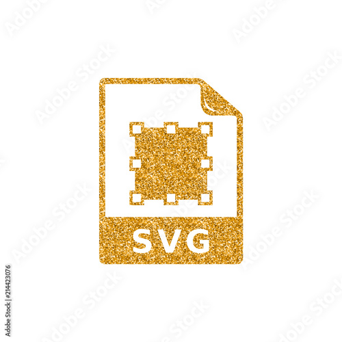 SVG file icon in gold glitter texture. Sparkle luxury style vector illustration.