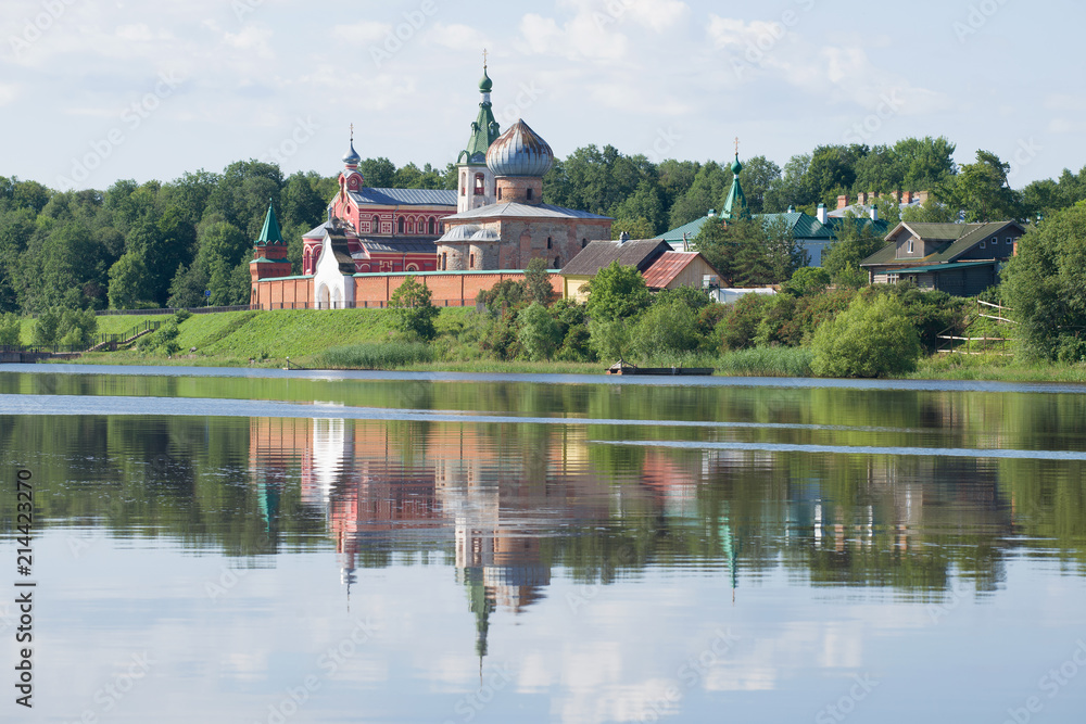 View of the Old Ladoga Nikolsky monastery in the solar June morning. Old Ladoga, Russia