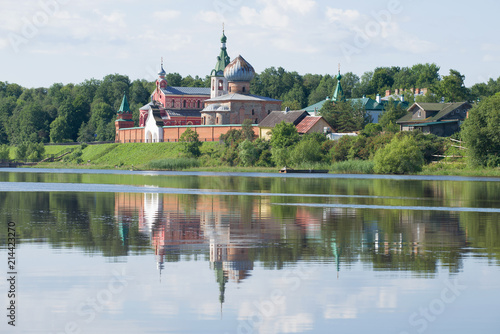 View of the Old Ladoga Nikolsky monastery in the solar June morning. Old Ladoga, Russia © sikaraha