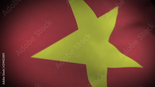 Flag of Vietnam - Photo realistic close up of waving flag. Extreme depth of field. 3d Render.