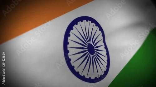Flag of India - Photo realistic close up of waving flag. Extreme depth of field. 3d Render.