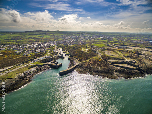 Aerial view of Amlwch Harbour on Anglesey, North Wales, UK. photo