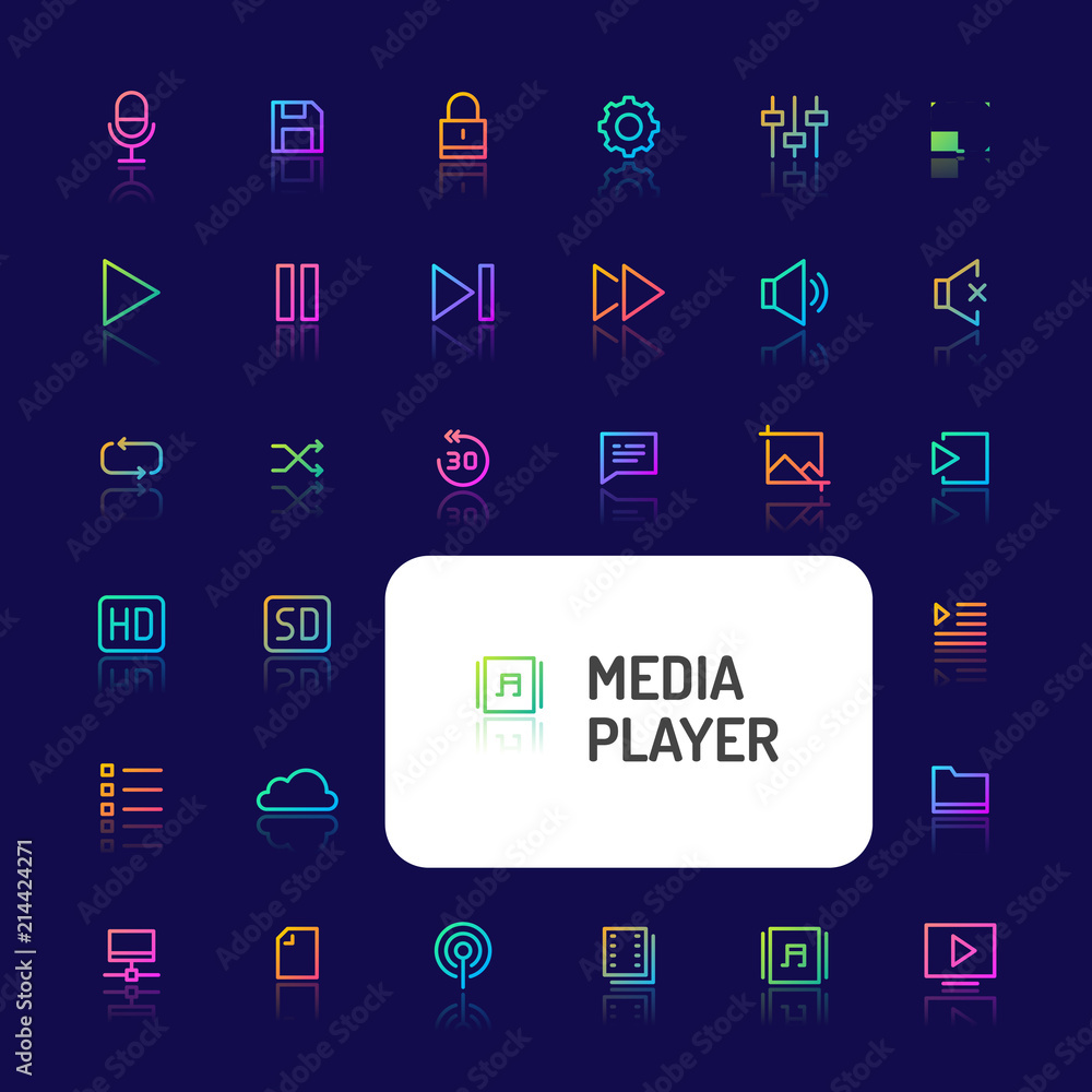 Media Player Gradient Line Button Set (EPS 10) Media Player Gradient Line Button Set (EPS 10)