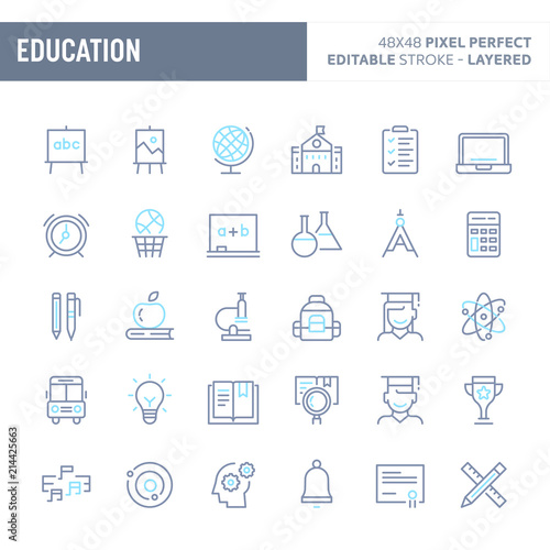 School & Education Minimal Vector Icon Set (EPS 10)