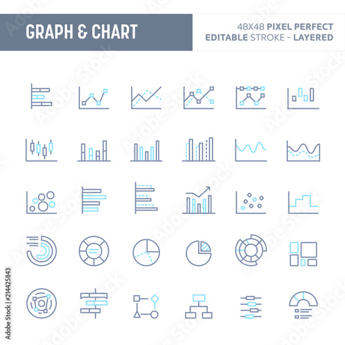 Graph, Diagram & Chart Minimal Vector Icon Set (EPS 10)