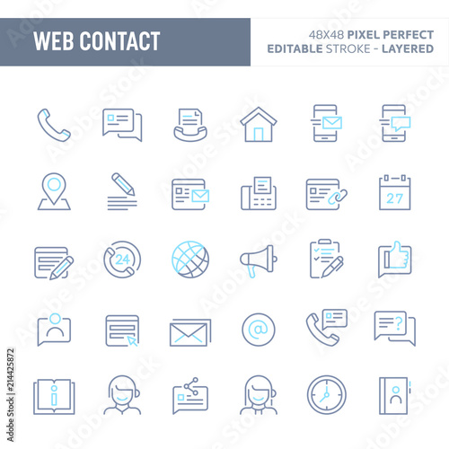 Web & Internet Contact Minimal Vector Icon Set (EPS 10)