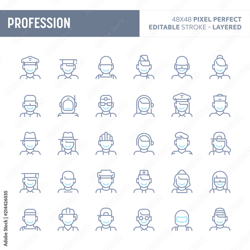 Profession & Occupation Minimal Vector Icon Set (EPS 10) Profession & Occupation Minimal Vector Icon Set (EPS 10)