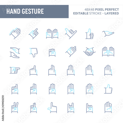 Hand Gesture Vector Minimal Icon Set (EPS 10)