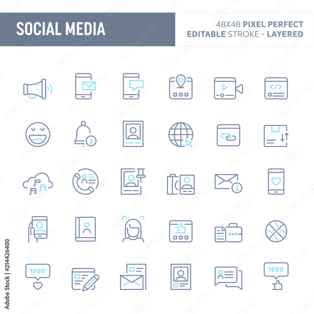 Social Media Vector Minimal Icon Set (EPS 10) Social Media Vector Minimal Icon Set (EPS 10)