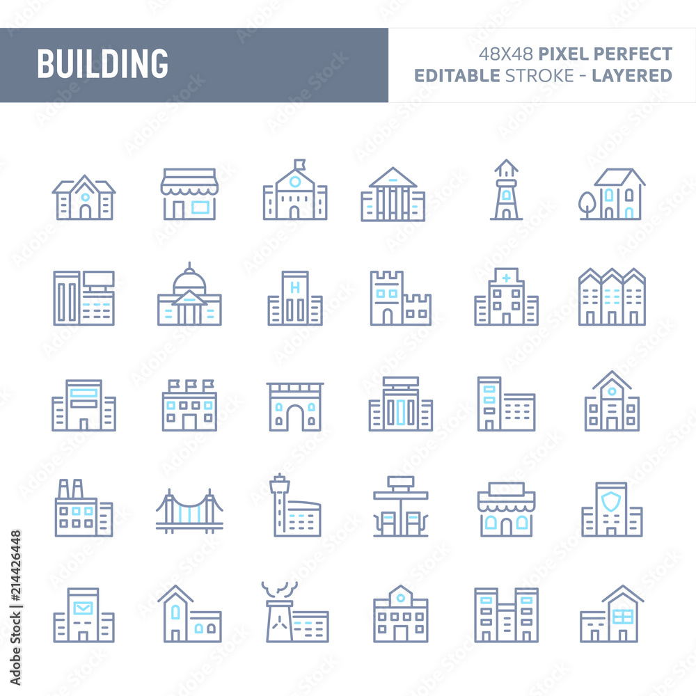 Buildings & Architecture Vector Icon Set (EPS 10)