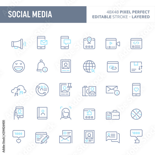 Social Media Vector Minimal Icon Set (EPS 10)