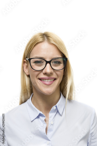Portrait of young businesswoman with eyeglasses