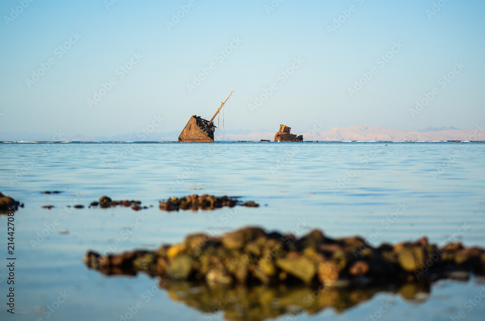 Naklejka premium The damaged ship of Maria Schroder