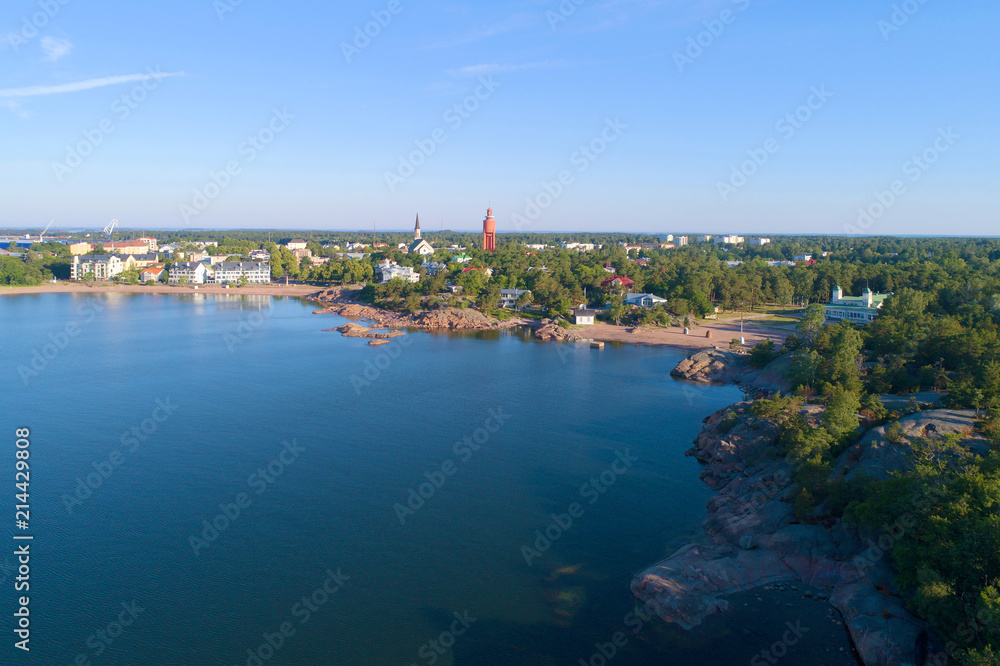 Panorama of Hanko on a sunny July morning (aerial photography). Southern Finland