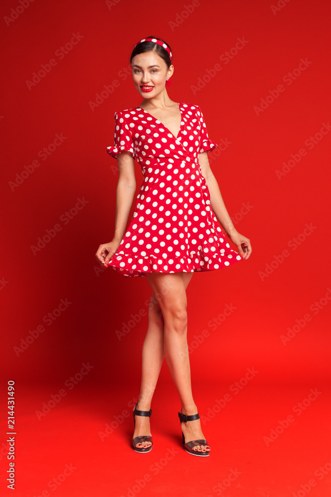 Portrait of a funny emotional young woman. Pin-up style. Portrait of a funny emotional young woman. Pin-up style.
