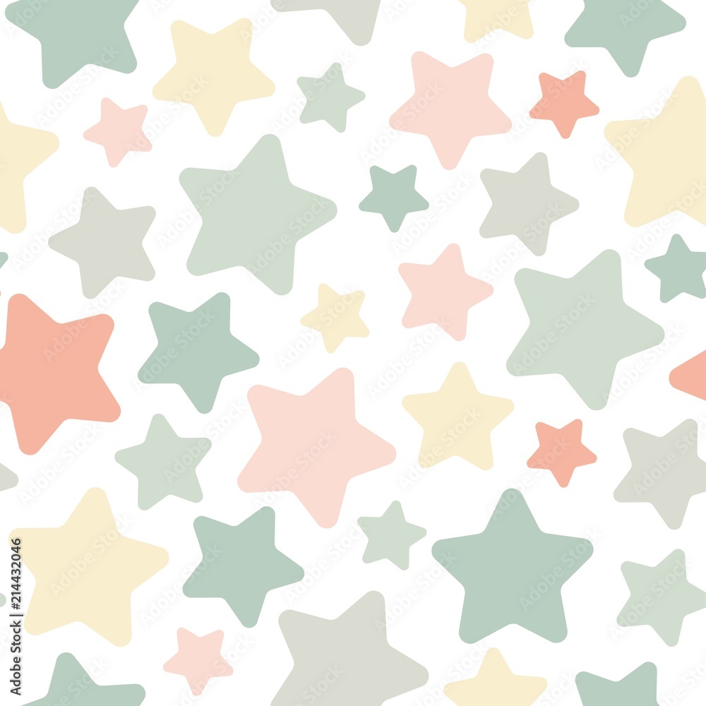 Seamless abstract pattern with cute stars. Sage green, peachy and yellow colors. Seamless abstract pattern with cute stars. Sage green, peachy and yellow colors.