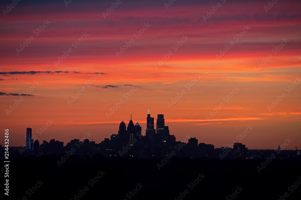 Sunset over Philadelphia Skyline Sunset over Philadelphia Skyline