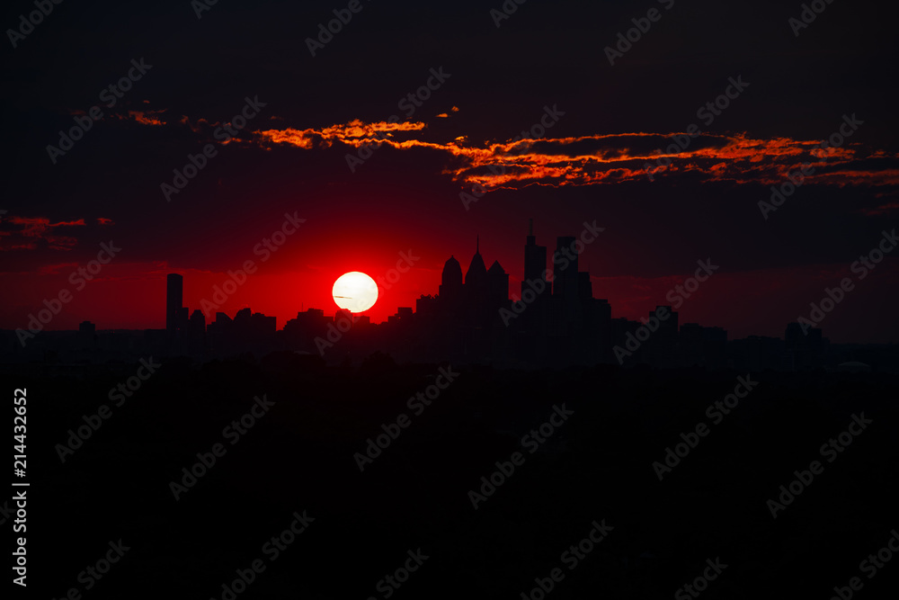 Sunset over Philadelphia Skyline