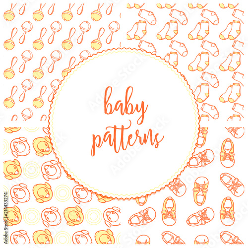 Illustration of baby shoes and socks in pattern