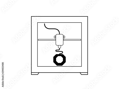 3d printer line drawing vector