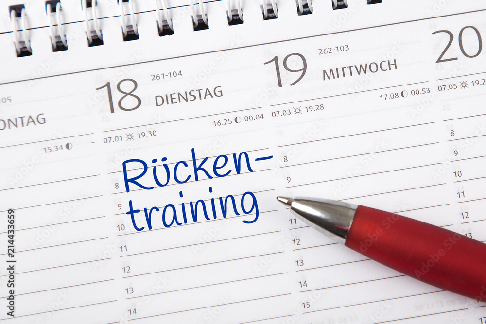 Eintrag im Kalender: Rückentraining Eintrag im Kalender: Rückentraining