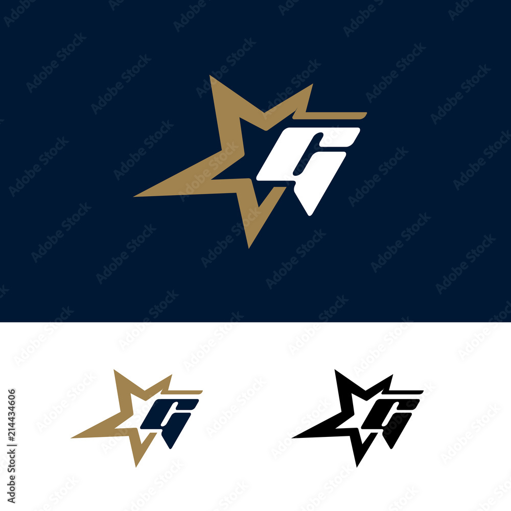 Letter G logo template with Star design element. Vector illustration ...