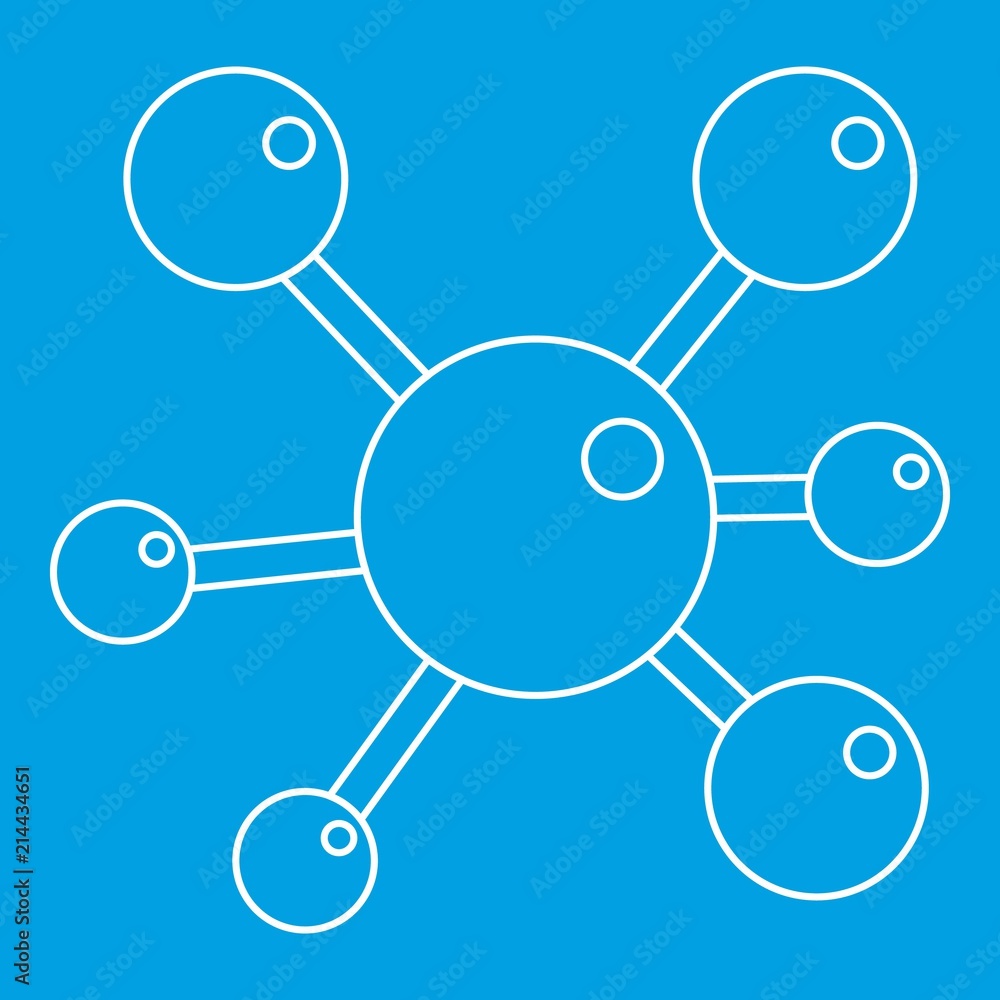 Chemical and physical atoms molecules icon blue outline style isolated vector illustration. Thin line sign Chemical and physical atoms molecules icon blue outline style isolated vector illustration. Thin line sign
