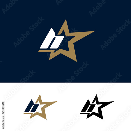 Letter H logo template with Star design element. Vector illustration. Corporate branding identity