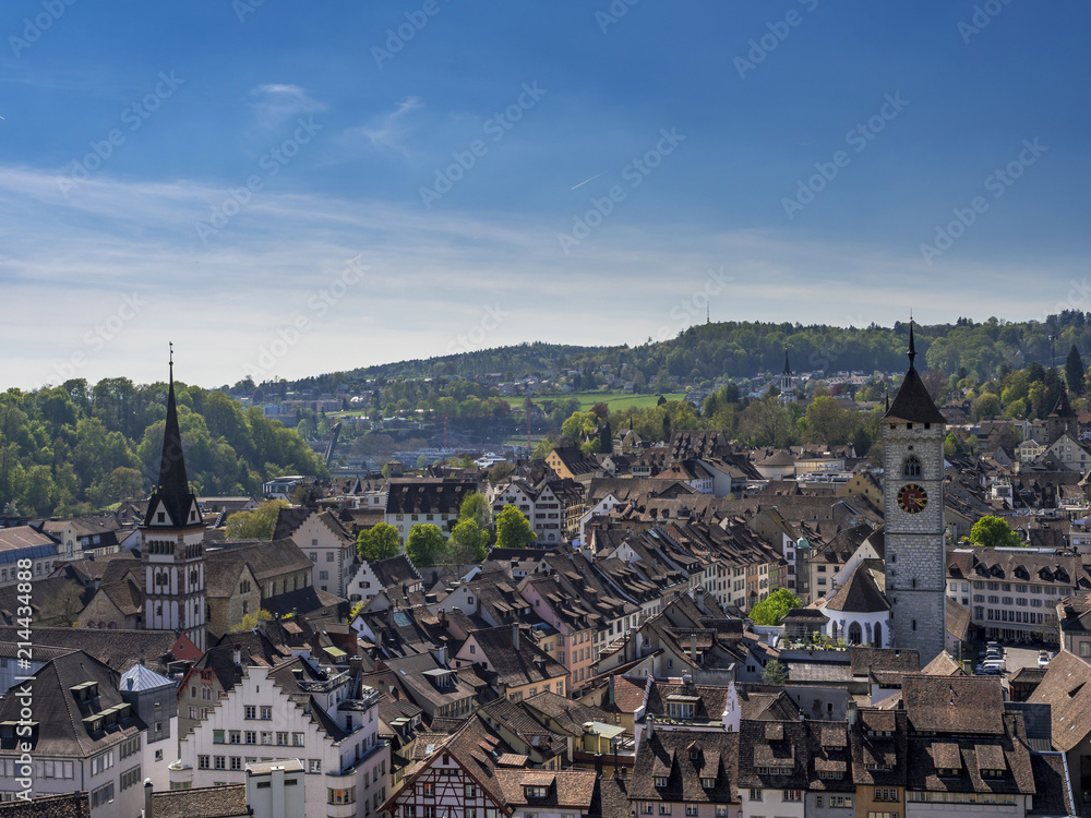 View of old town of Schaffhausen, Canton of Schaffhausen, Switzerland, Europe