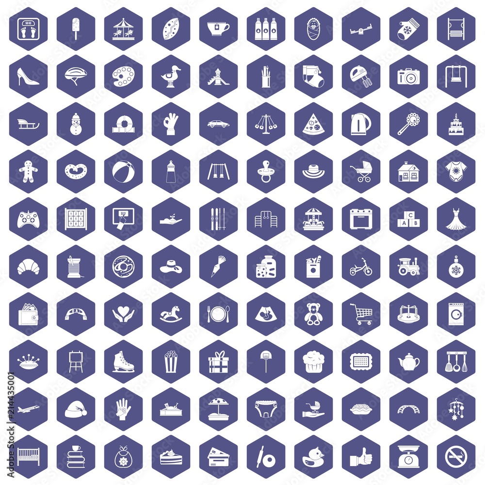100 mother and child icons set in purple hexagon isolated vector illustration 100 mother and child icons set in purple hexagon isolated vector illustration