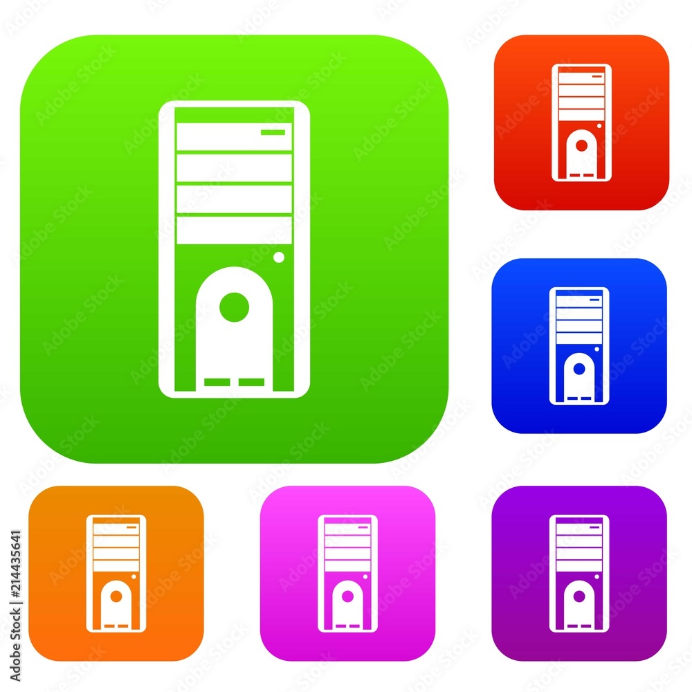 Computer system unit set icon in different colors isolated vector illustration. Premium collection Computer system unit set icon in different colors isolated vector illustration. Premium collection
