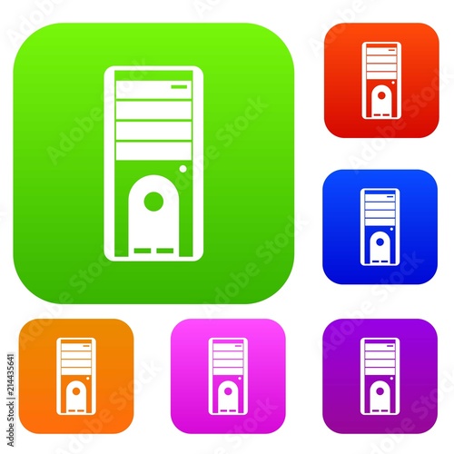 Computer system unit set icon in different colors isolated vector illustration. Premium collection