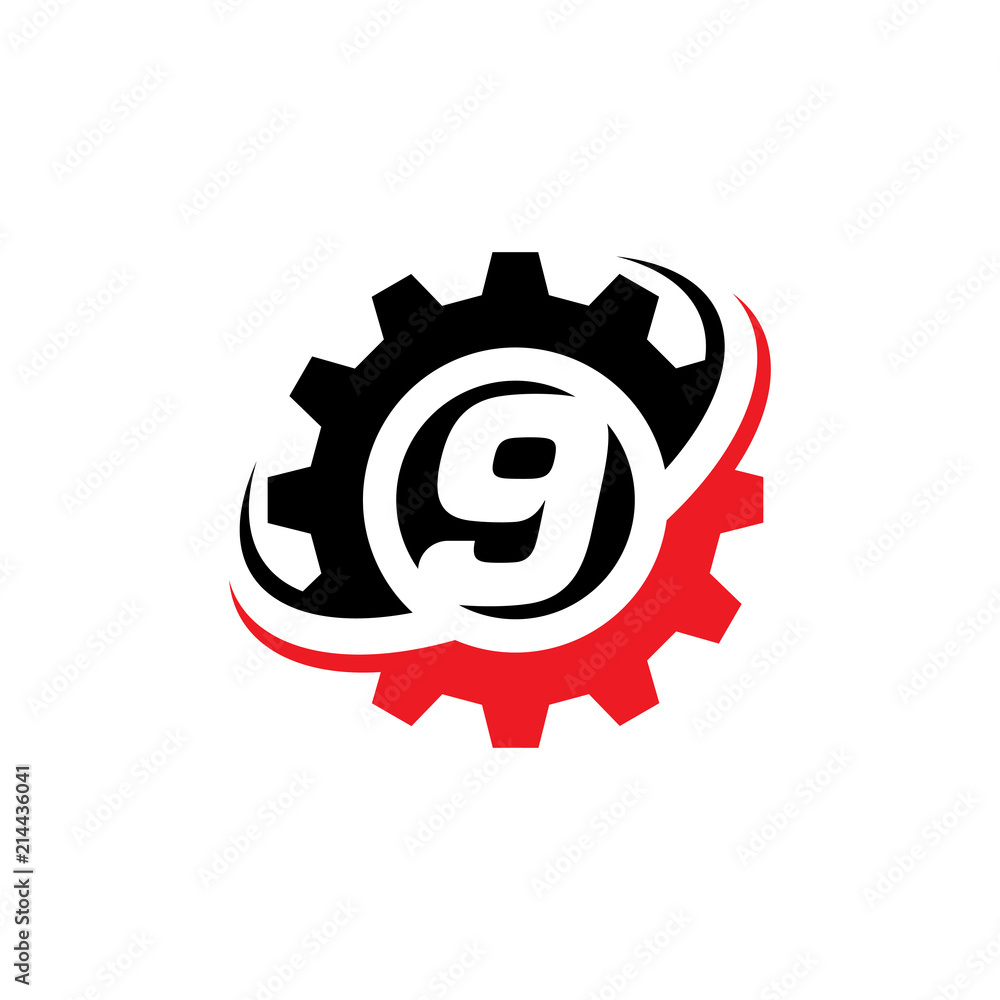 Number 9 Gear Logo Design Template Number 9 Gear Logo Design Template